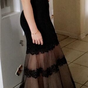 Elegant Black and Tan Evening Dress